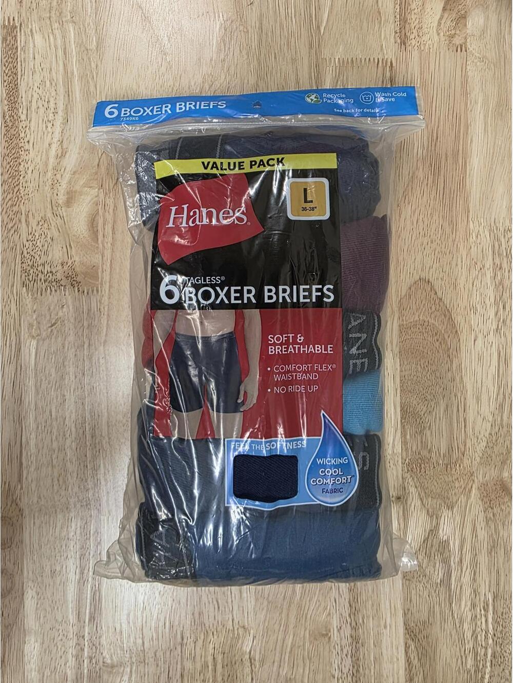 HANES MEN’S BOXER BRIEFS MULTI‑PACK DYED ASSORTED SIZE LARGE US